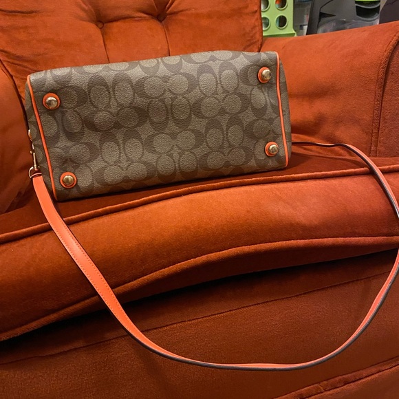 Coach Khaki & Neon Orange Bennett Crossbody Bag - Picture 7 of 11